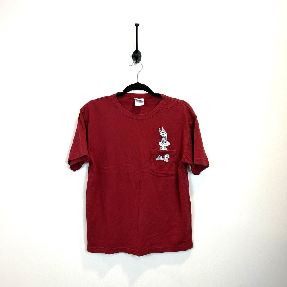 2000 Y2K‎ Bugs Bunny Pocket Tee T-shirt Rare Vintage Red Adult Small 90s